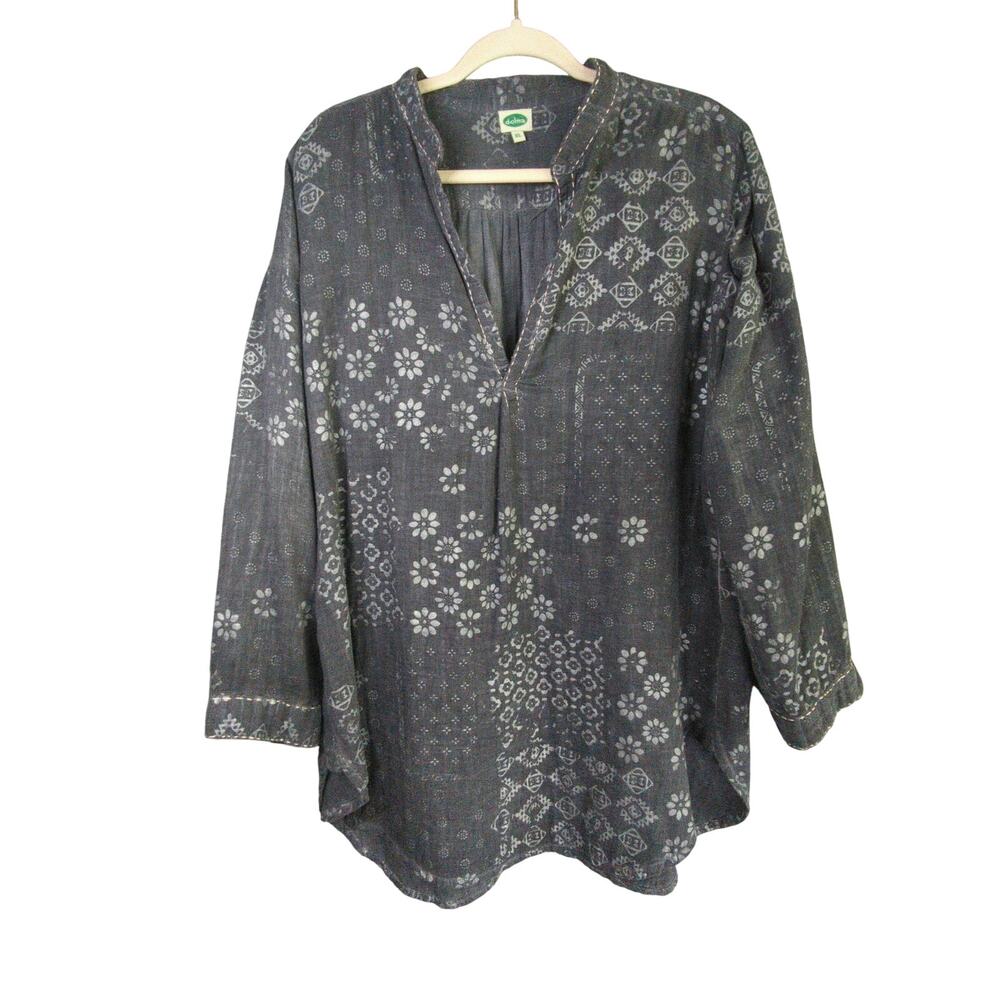 Dolma Top Womens XL Gray Tunic Cotton‎ Lagenlook